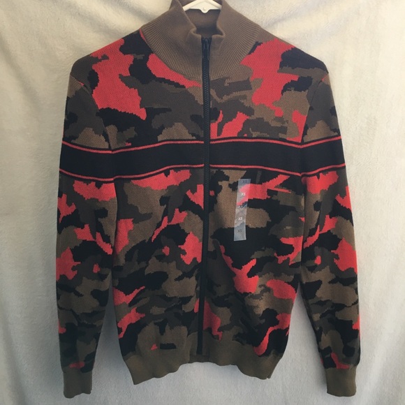 NWT INC camouflage zip up cotton sweater jacket - Picture 2 of 8